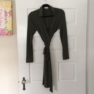 Calvin Klein Collared Jersey Wrap Dress